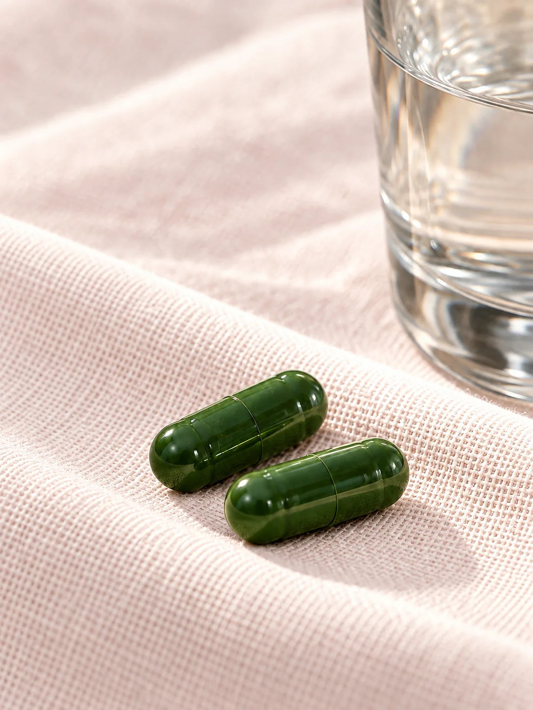 UNFUNK capsules on linen